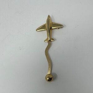 Gold Airplane Brooch